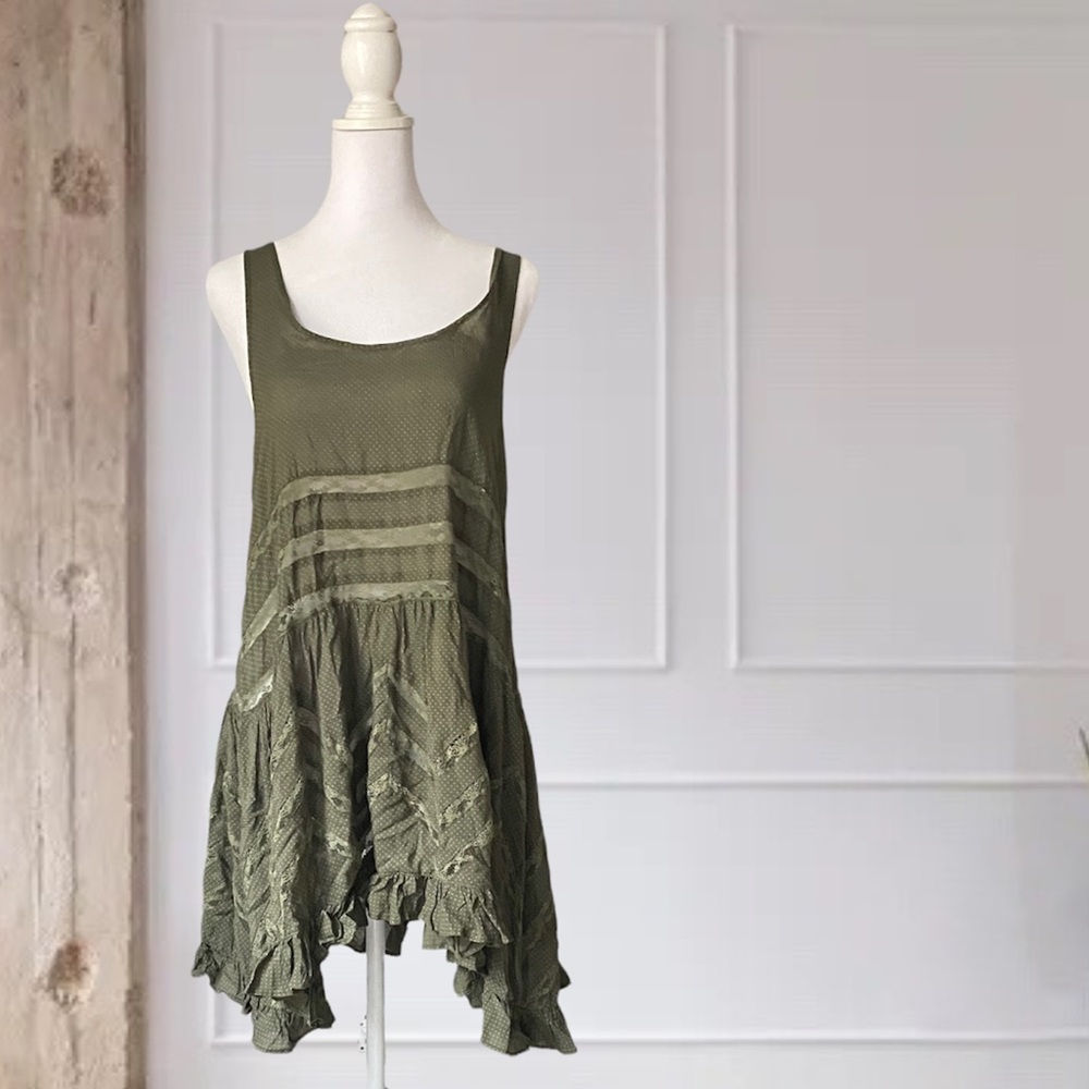 FREE  PEOPLE | Voile and Lace Tunic Tank Top Trapeze Slip Dress
